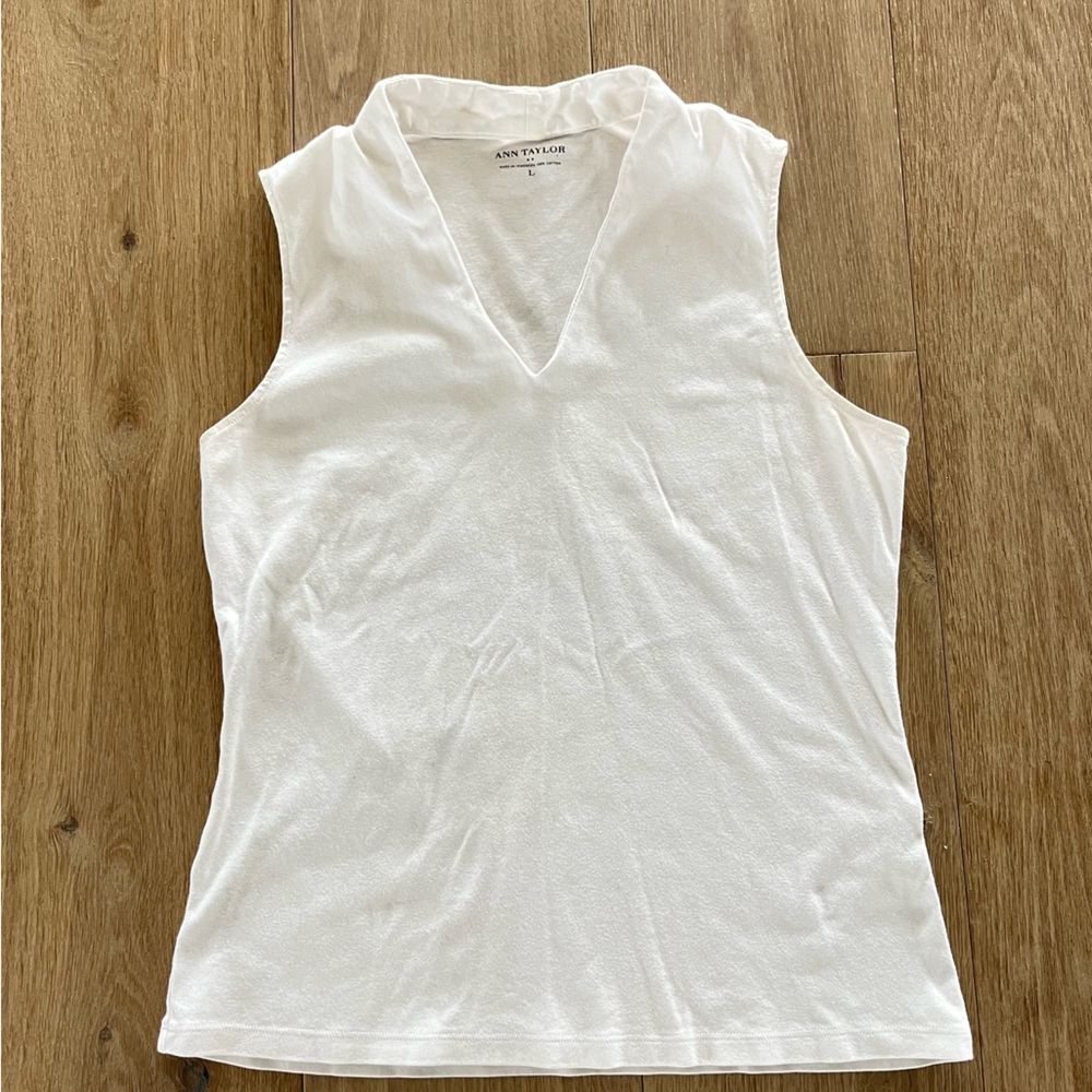 Ann Taylor White Sleeveless Top
